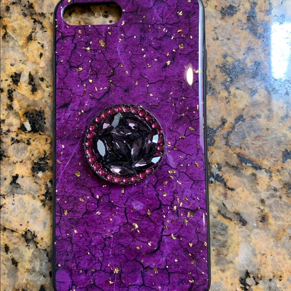 Purple & Gold Geode IPhone case and Popsocket - Picture 2 of 3